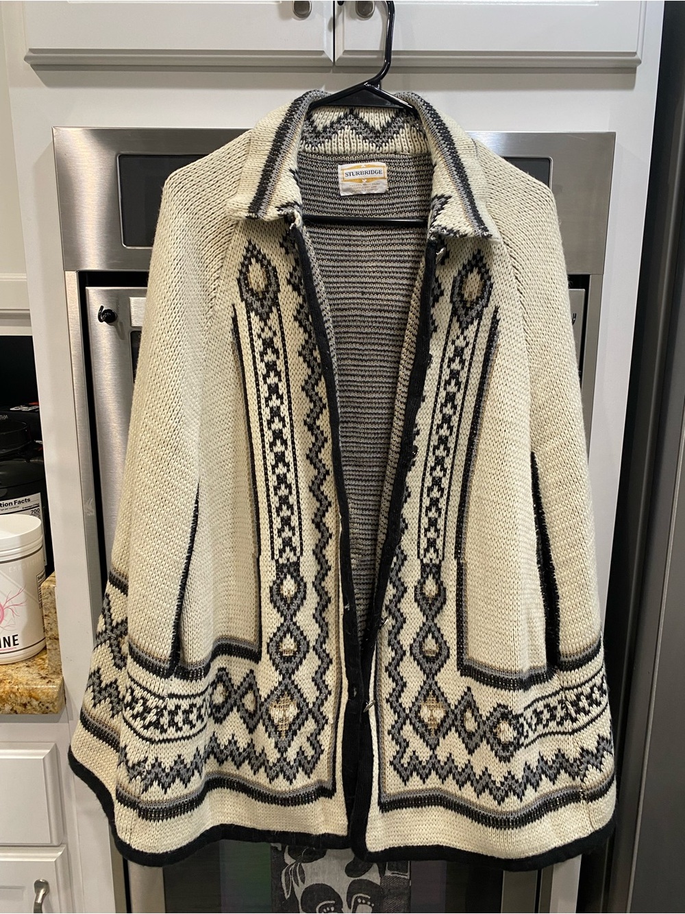 Vintage Sturbridge Patterned Poncho Style Cardigan